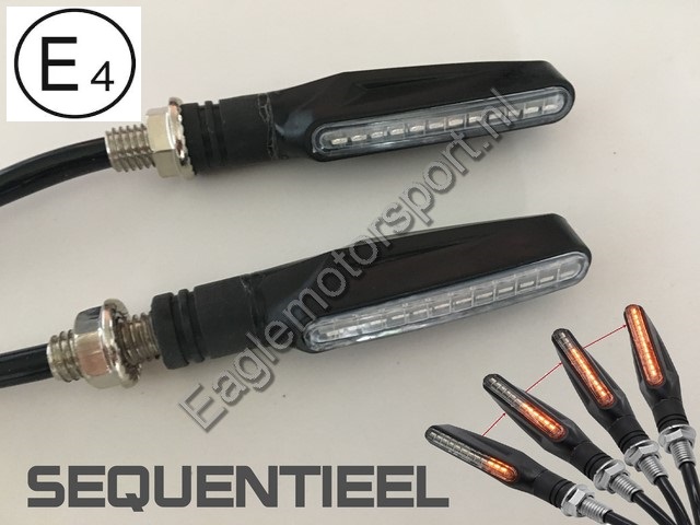2 x Sequentieel LED knipperlichten E4 (plat)
